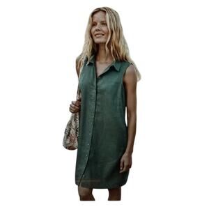 NWT GARNET HILL Vale Linen Tank Dress 16 Sage Green Prairie Lagenlook Western